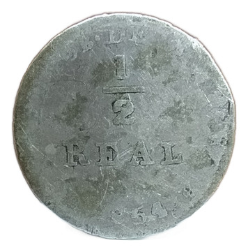 Antigua Moneda 1/2 Real La Rioja 1854 Cj# 73.3 A2 R1