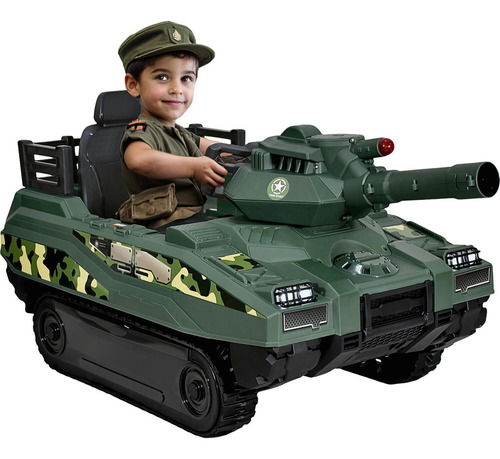 Montable Electrico Tanque De Guerra 12v 5 Km/h Color Verde