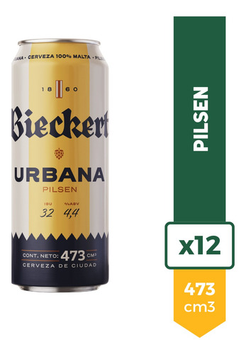 Cerveza Bieckert Urbana Pilsen Lata 473ml Pack X12