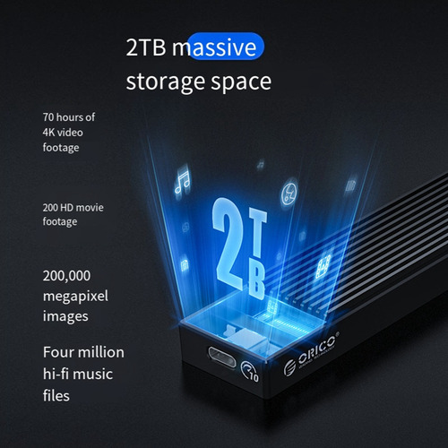 Estuche Ssd Nvme Orico M.2 Usb3.1 Gen2 C 10 Gbps Ssd Carcasa