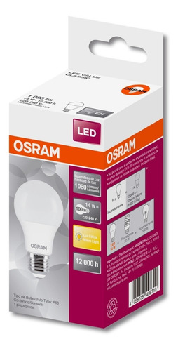 Imagen 4 de 6 de Lámpara Foco Led Osram Luz Cálida 14w=100w Pack X 30
