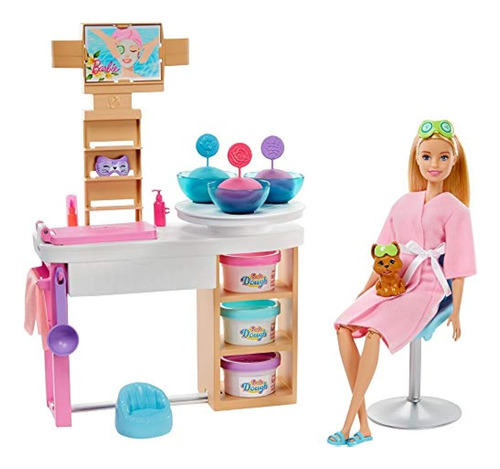 Barbie Face Mask Spa Day Playset Con Muñeca Barbie Rubia, Ca