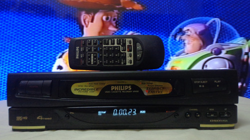 Video Cassete Philips Vr-456 + Controle- Usado - Funcionando Preto (Usado)