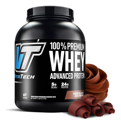 Suplemento en polvo Vitatech  100% Premium Whey advanced Protein proteína sabor chocolate en pote de 5lb