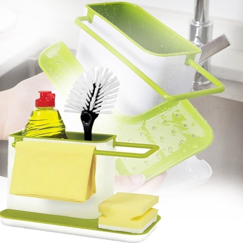 Imagen 1 de 10 de Organizador De Esponja Cepillo Jabón Artículos Limpieza Paño