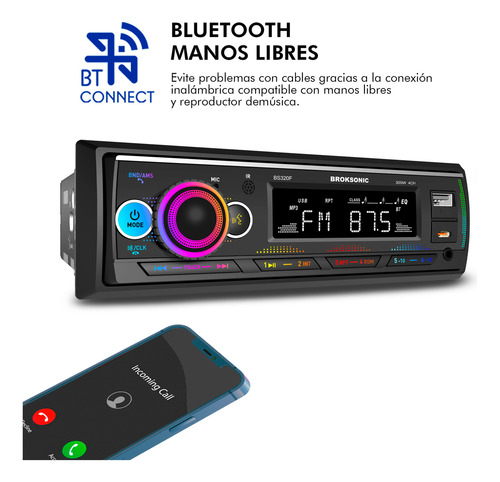Autoestereo Con Bocinas 6.5 Bluetooth Bs-320f By Broksonic