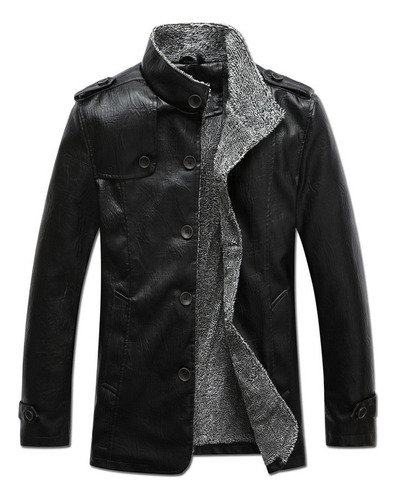 Chaqueta De Cuero Para Hombre Con Interior De Piel Invierno