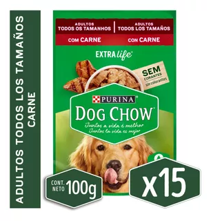 Alimento Húmedo De Perro Dogchow Adulto Carne 15x100gr