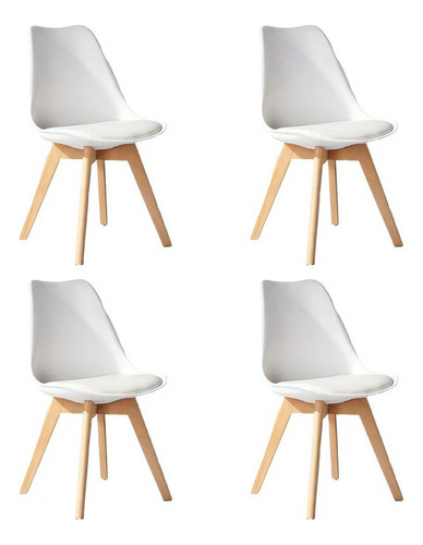 Sillas Midtown Tulip Eames Blancas Con Almohadon X4 Unds Cantidad de sillas por set 4 Estructura de la silla Blanco Asiento Blanco Diseño de la tela Arabesco