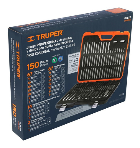 Juego Puntas Dados 150 Pz Truper Torx Allen Bristol Ribe
