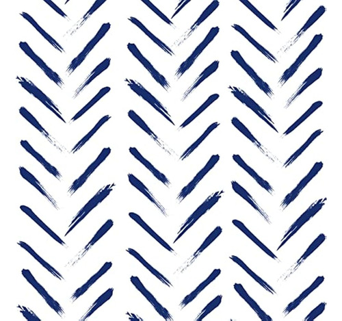 Fulwth Azul/blanco Geométrico Peel And Stick Wallpaper Papel