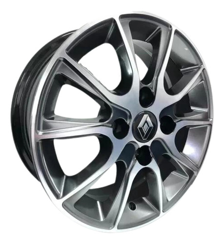 Rodas Renault Clio Sandero Logan Aro 14 4x100 (jogo) + Bicos Cor Grafite Cromo Diamantado