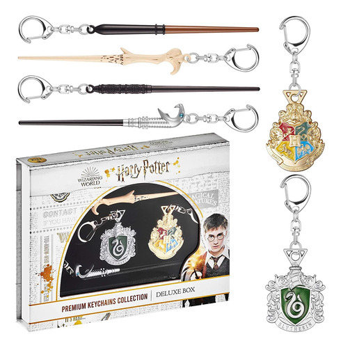 Harry Potter Wand Keychains 6pk Hogwarts Slytherin Crest