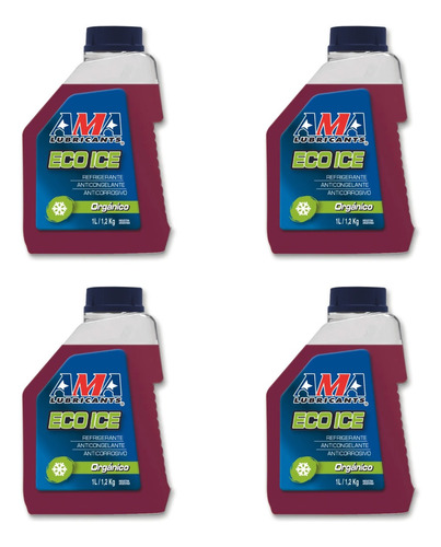 Imagen 1 de 5 de Kit 4 Liquidos Refrigerantes Eco Ice Ama Organico Rojo 1 Lit