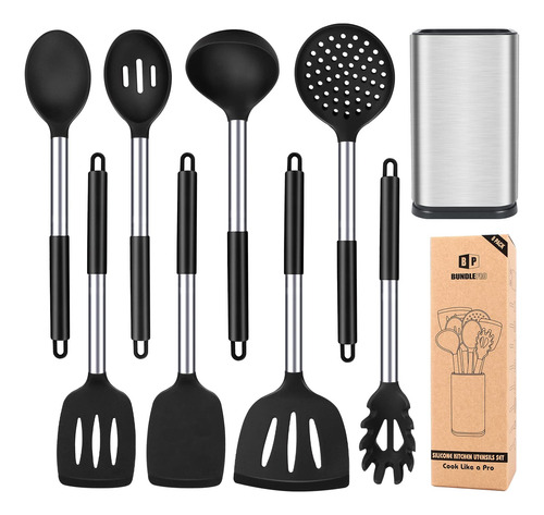 Set De Cocina Antiadherente 8 Piezas De Silicona Con Mango D