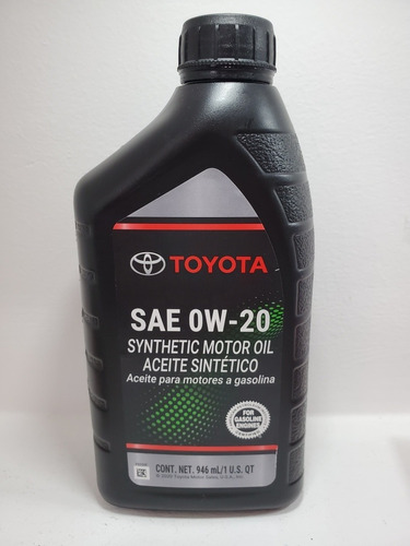 Aceite De Motor Sintético 0w-20 Original Toyota Importado 