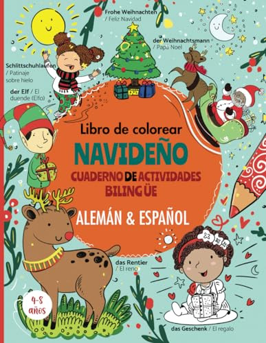 Libro De Colorear Y Actividades Navideño En Alemán & Español