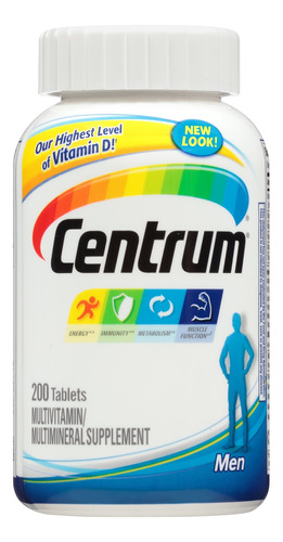 Vitaminas Y Minerales Para Hombres 200 Tabletas Centrum 