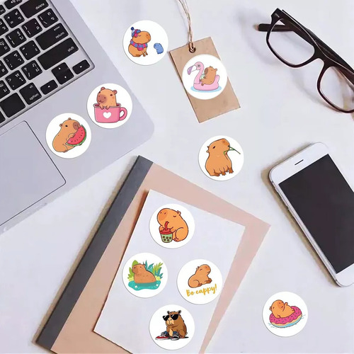 500 Pegatinas De Capibara 2,5 Cm Sticker Capibara Capybara Marrón Capibara