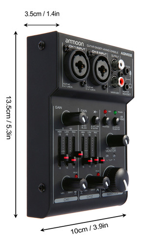 Mesa De Mezclas Para Tarjetas De Sonido Ammoon Agm02 Mini 2