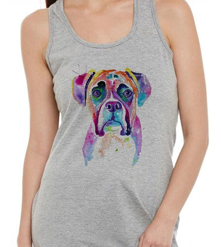 Musculosa Perro Boxer Art Watercolor