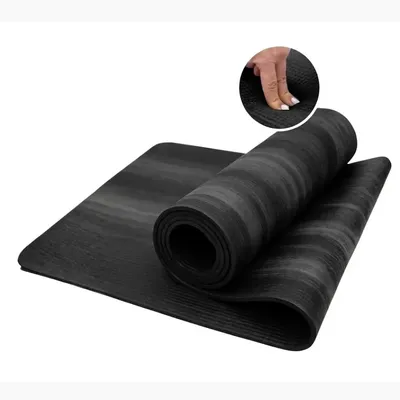 Tapete Yoga Pilates Antiderrapante Preto Tie Dye Mescla Branco Alongamento Treino Funcional Ginástica Antimofo Premium 61x183cm FR7