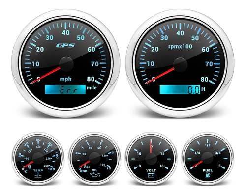 Juego De 6 Indicadores - Velocímetro Gps, Tacómetro, Medidor