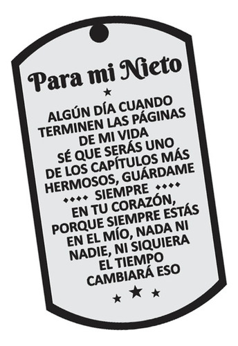 Dije Placa Militar Para Mi Nieto Nieta Foto Grabado Cadena