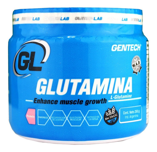 Glutamina Gentech 250 Grs Sin Tacc Pomelo Pura Glutamine