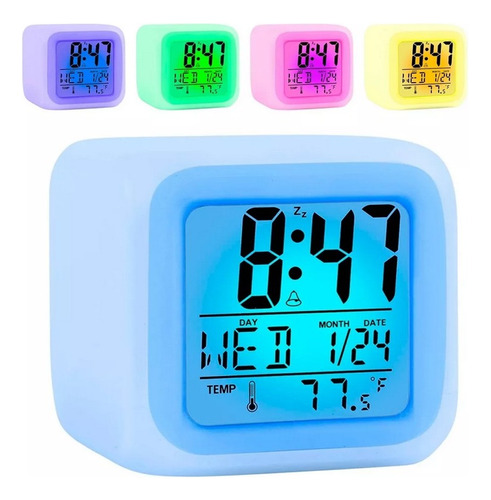 Reloj Digital Cubo Luces Led Alarma Despertador Temperatura 