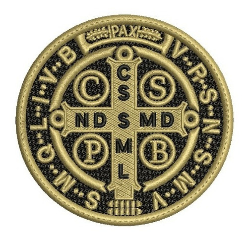 Medalla De San Benito Parche Bordado 8cm Adhesivo O V-lcro