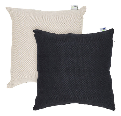 Kit 2 Capas De Almofada Quadrada Eco Tecido Preto 43x43cm