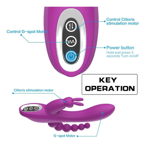 Vibrador Consolador Dildo Triple 3 En 1 Resistente Al Agua