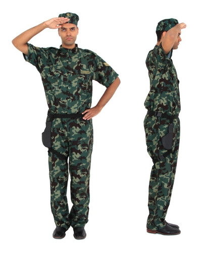 Fantasia Exército Masculino Militar Camuflado Roupa Soldado