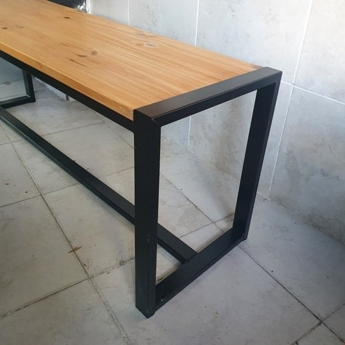 Imagen 5 de 5 de Banco Banqueta Industrial 100x35x45cm Hierro Y Madera Rack