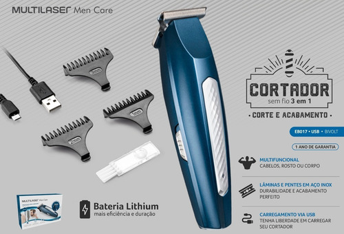 Maquina Cortar Cabelo Aparador Pelos Bateria Recarregável