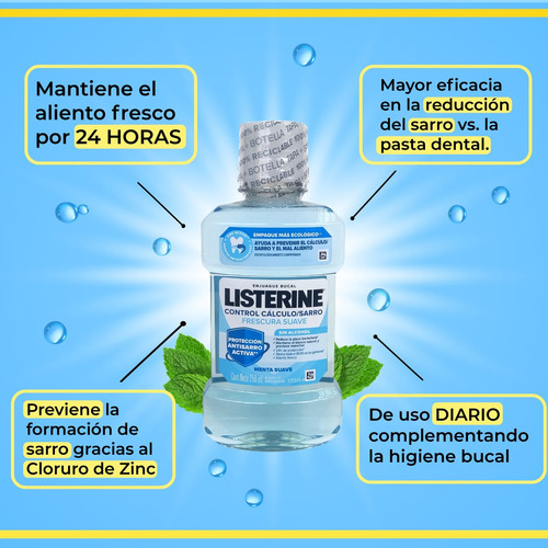 Enjuague Bucal Listerine Control Sarro Sin Alcohol 250ml 2pz