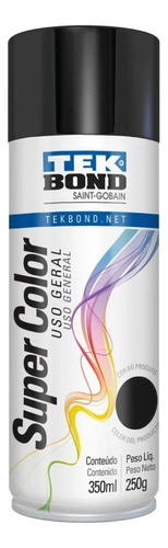 Tinta spray de secagem rápida Tekbond 350 ml de cor preta fosca
