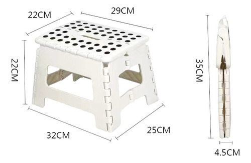 Banquito Plegable Taburete Pórtatil Mediano Piso 35x29x28cm