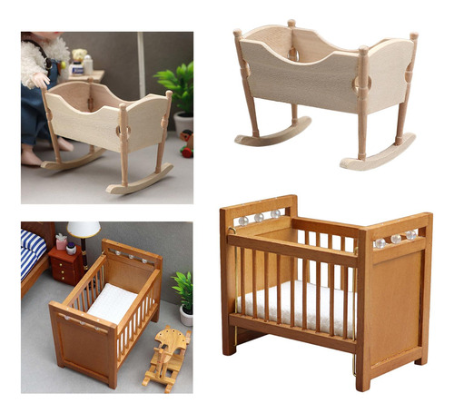 1:12 Dollhouse Cradle Diy Craft Room Decor Accesorios