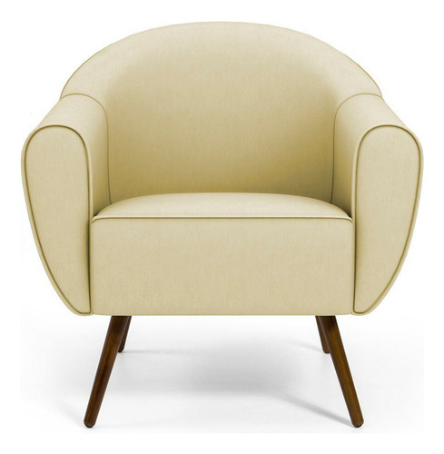 Poltrona Decorativa com Pés Palito Nina D02 Corano Bege C-26