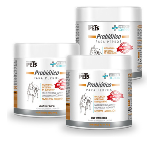 Probiotico Para Perros En Polvo 90g Medicina 3 Piezas