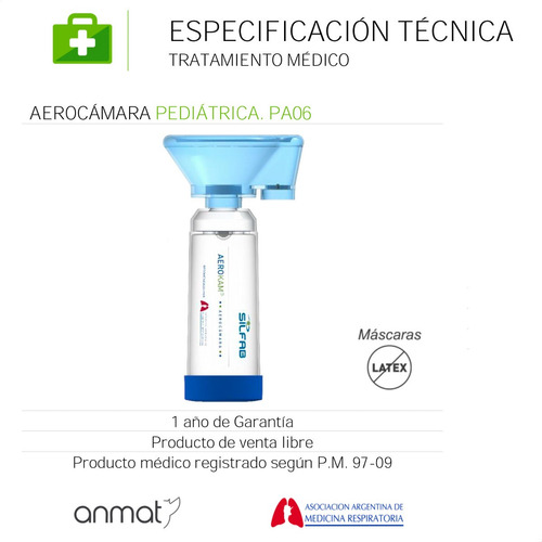 Imagen 3 de 6 de Aerocámara Con Mascara Pediátrica Silfab Pa06