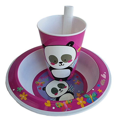 Set De Plato Hondo + Vaso Infantil Oso Frozen Zombies