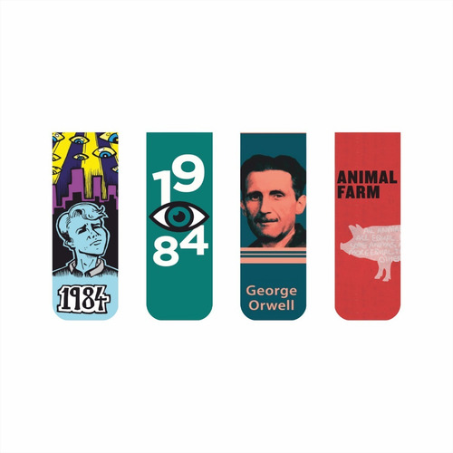Imagem 2 de 8 de Marcador De Página Magnético Kit 4 Marcadores George Orwell
