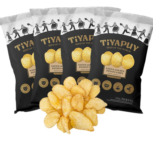 Papas Fritas Tiyapuy 4 Pack Chips Amarillas Mixtas De 160 Gr