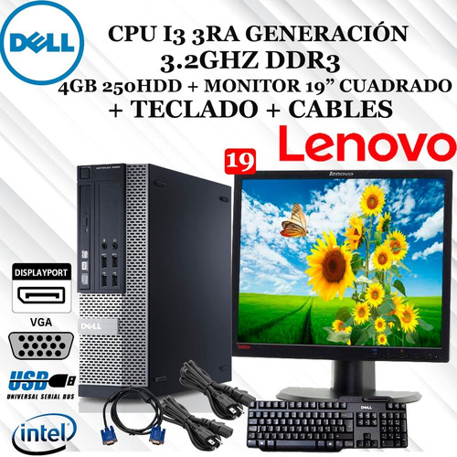 Combo Cpu Ssf 7010 I3 3ra 3.2ghz 4gb 250hdd + Monitor 19 Lcd (Reacondicionado)