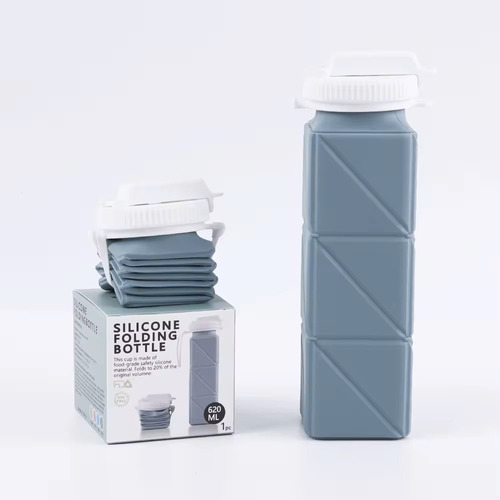 Botella De Agua De Silicona Plegable Re Utilizable De 610 Ml