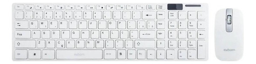 Kit de teclado e mouse sem fio Exbom BK-S1000 Português Brasil de cor branco