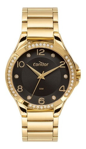 Relógio Condor Eternal Dourado Copc21aecm4p Feminino - Doura Cor do fundo Preto